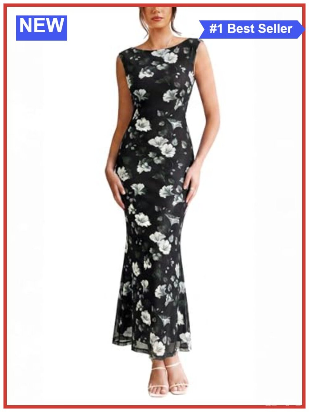 Bodycon Maxi Dress Boat Neck Sleeveless Fishtail Formal